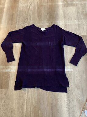 Purple Sweater Bow Back Detail Size L Soft Knit Feminine Peekaboo Bows - Elle